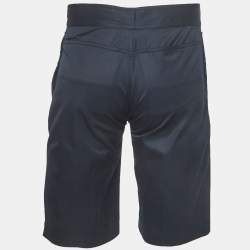 Pre Owned Louis Vuitton Navy Blue Cotton Logo Buckle Shorts M