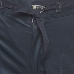 Pre Owned Louis Vuitton Navy Blue Cotton Logo Buckle Shorts M