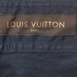Pre Owned Louis Vuitton Navy Blue Cotton Logo Buckle Shorts M