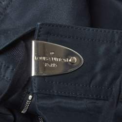 Pre Owned Louis Vuitton Navy Blue Cotton Logo Buckle Shorts M