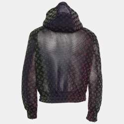 Pre Owned Louis Vuitton Black Monogram Gradient Mesh Hooded Jacket XS