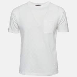 مملوكة مسبقًا Louis Vuitton Off White Check Pattern Cotton Pique Crewneck T-Shirt S