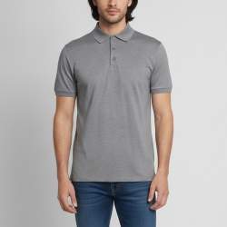 مملوكة مسبقًا Louis Vuitton Grey Logo Embroidered Cotton Pique Polo T-Shirt M