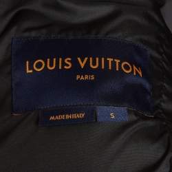 مملوكة مسبقًا Louis Vuitton Black Logo Embossed Leather Zip up Puffer Jacket S