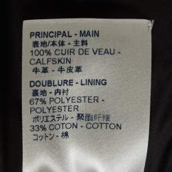 مملوكة مسبقًا Louis Vuitton Black Logo Embossed Leather Zip up Puffer Jacket S
