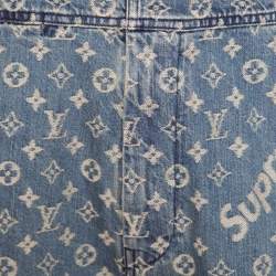 Louis Vuitton x Supreme Indigo Monogram Jacquard Denim Overalls S