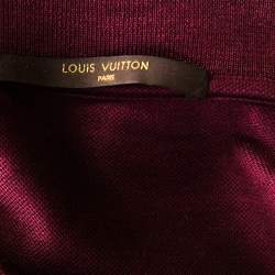 Pre Owned Louis Vuitton Burgundy Honeycomb Knit Cotton Logo Embroidered Polo T Shirt XL
