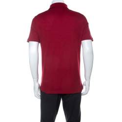 Louis Vuitton Red Cotton Honeycomb Knit Short Sleeve Polo T-Shirt S