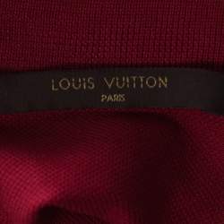 Louis Vuitton Red Cotton Honeycomb Knit Short Sleeve Polo T-Shirt S