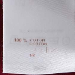 Louis Vuitton Red Cotton Honeycomb Knit Short Sleeve Polo T-Shirt S