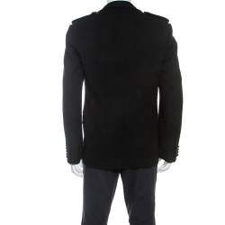 مملوكة مسبقًا Louis Vuitton Black Wool Epaulette Detail Coat L