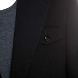مملوكة مسبقًا Louis Vuitton Black Wool Epaulette Detail Coat L