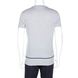 Pre Owned Louis Vuitton Grey Cotton Logo Detail T-Shirt M