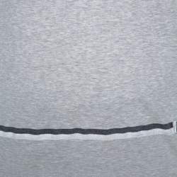 Pre Owned Louis Vuitton Grey Cotton Logo Detail T-Shirt M