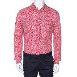 Pre Owned Louis Vuitton Red Printed Cotton Long Sleeve Shirt M