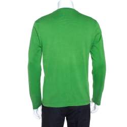Louis Vuitton Green Cotton Monogram Detail Long Sleeve T-Shirt M