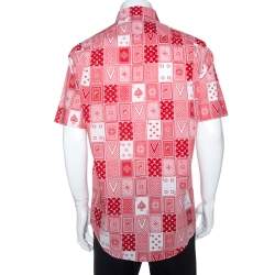 Louis Vuitton Red & White LV Cards Print Cotton Regular Fit Shirt L