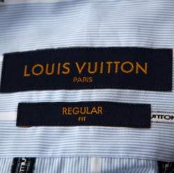 Pre Owned Louis Vuitton Light Blue Logo Jacquard Striped Cotton Regular Fit Shirt XXL