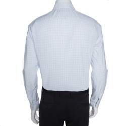Louis Vuitton White & Blue Cotton Graph Check Shirt L