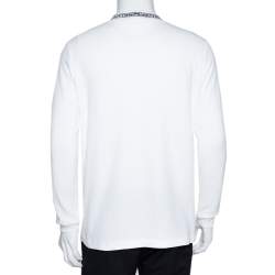Louis Vuitton White Cotton Logo Collar Long Sleeve T-Shirt M
