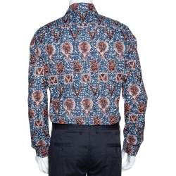 Louis Vuitton Navy Blue Printed Cotton Long Sleeve Shirt L