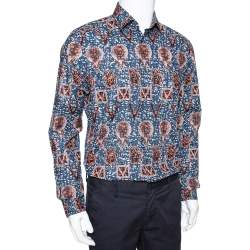 Louis Vuitton Navy Blue Printed Cotton Long Sleeve Shirt L