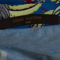 Louis Vuitton Blue Crane Print Cotton Crew Neck T-Shirt S