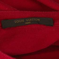 Pre Owned Louis Vuitton Red Cotton Logo Embroidered Crew Neck T Shirt XL