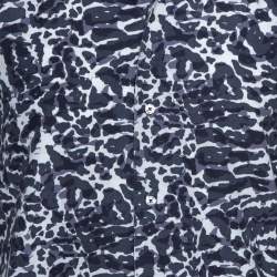 Louis Vuitton Navy Blue Printed Cotton Long Sleeve Shirt M
