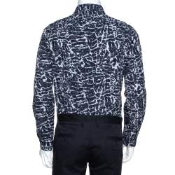 Louis Vuitton Navy Blue Printed Cotton Long Sleeve Shirt M