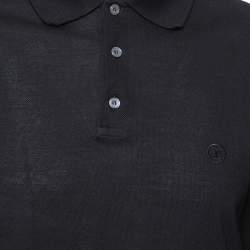 Pre Owned تي شيرت بولو لوي فيتون أكمام بيك طويلة  قطن أسود مقاس كبير (لارج)