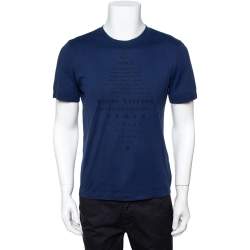 Louis Vuitton Men's Navy Cotton Spotted Denim Front T-Shirt