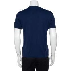 Pre Owned تي شيرت لوي فيتون مالي ايرو قطن مطبوع أزرق كحلي مقاس صغير (سمول)