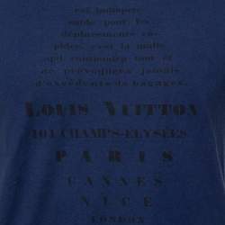 Pre Owned تي شيرت لوي فيتون مالي ايرو قطن مطبوع أزرق كحلي مقاس صغير (سمول)