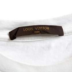 Pre Owned Louis Vuitton White Cotton Logo Embroidered Crew Neck T-Shirt S