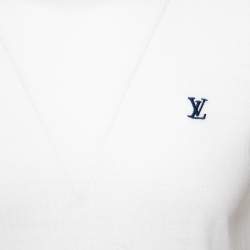 Pre Owned Louis Vuitton White Cotton Logo Embroidered Crew Neck T-Shirt S
