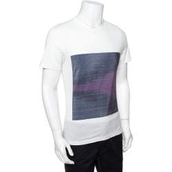 Pre Owned تي شيرت لوي فيتون رقعة أمامية  ايكات قطن أبيض مقاس صغير (سمول) 