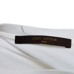 Pre Owned تي شيرت لوي فيتون رقعة أمامية  ايكات قطن أبيض مقاس صغير (سمول) 