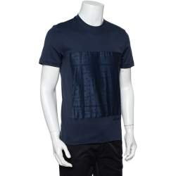 Louis Vuitton Navy Blue Cotton Patch Front Crew Neck T-Shirt S