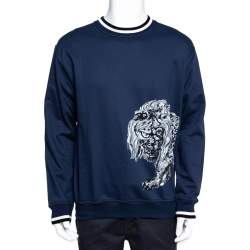 Pre-Loved] Louis Vuitton Male Navy Chain Printed Cotton Sweatshirt