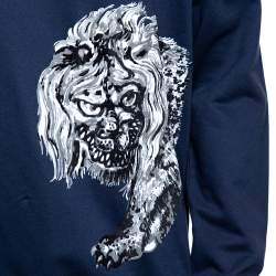 Louis Vuitton x Chapman Brothers Blue Lion Flock Print Sweatshirt L