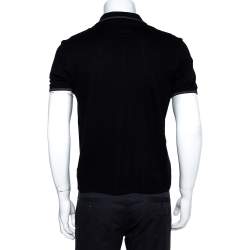 Louis Vuitton Black Cotton Pique Damier Detail Polo T-Shirt S