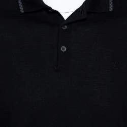 Louis Vuitton Black Cotton Pique Damier Detail Polo T-Shirt S