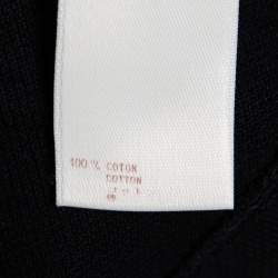 Louis Vuitton Black Cotton Pique Damier Detail Polo T-Shirt S