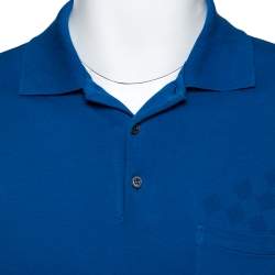 Louis Vuitton Blue Cotton Damier Pocket Detail Polo T-Shirt S