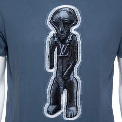 Louis Vuitton Stone Blue Cotton Zulu Statue Crew Neck T-Shirt M