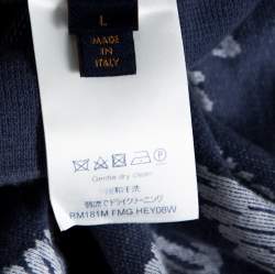 Louis Vuitton Blue Jacquard Cities Half Zip Sweater L