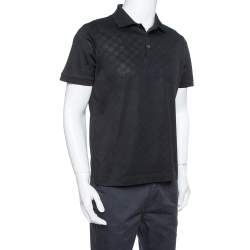 Pre Owned Louis Vuitto Black Cotton Damier Pique Polo T-Shirt L