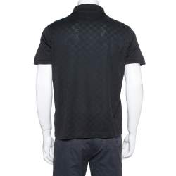 Pre Owned Louis Vuitto Black Cotton Damier Pique Polo T-Shirt L