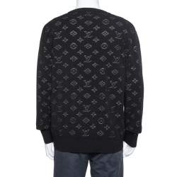 Pre Owned Louis Vuitton Black Knit Drop Needle Monogram Crewneck Sweatshirt XL